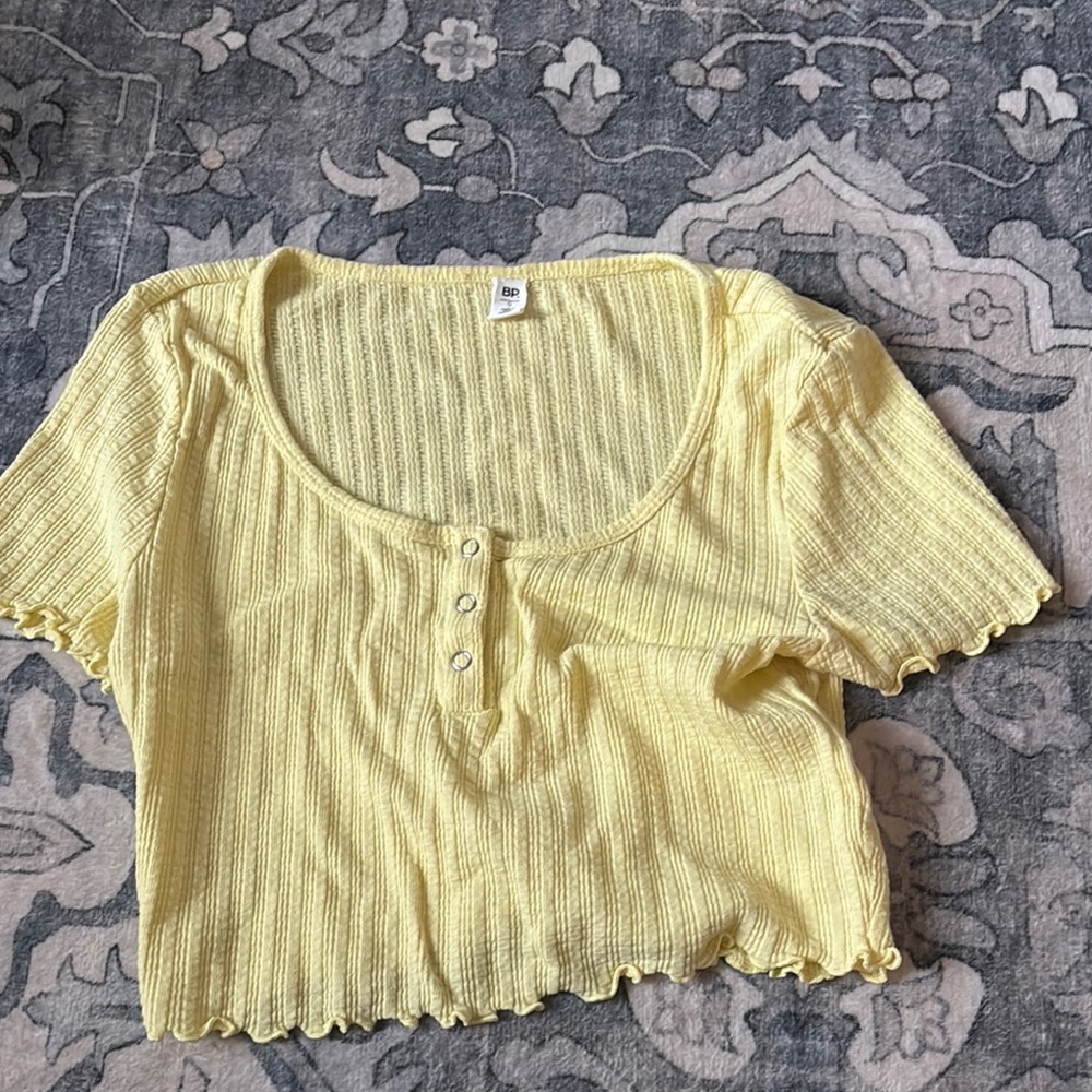 Yellow Ribbed Women's Top